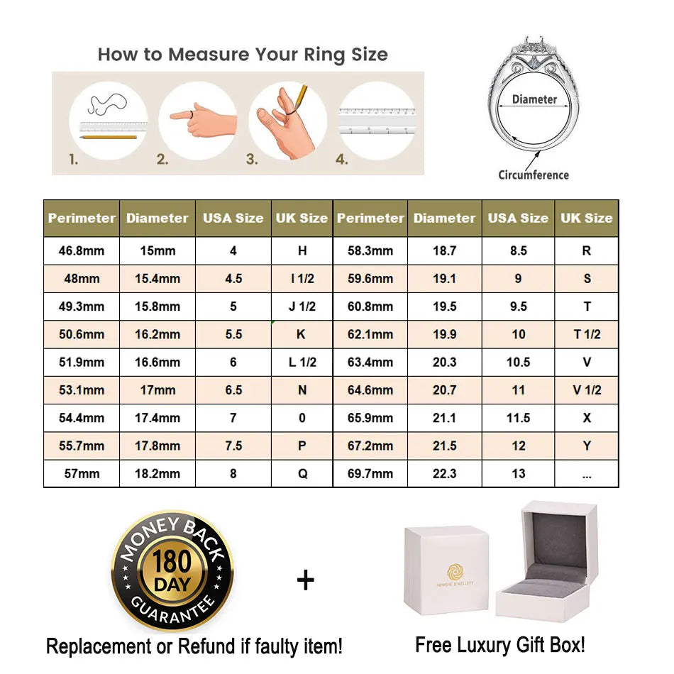 Newshe Full Moissanite Wedding Band for Men – 925 Sterling Silver Pave Engagement & Eternity Promise Ring