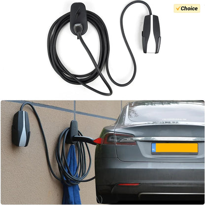 Car Charging Cable Mount for Tesla Model 3/Y/S/X - Wall Mount with Chassis Bracket & Connector Charger Holder
