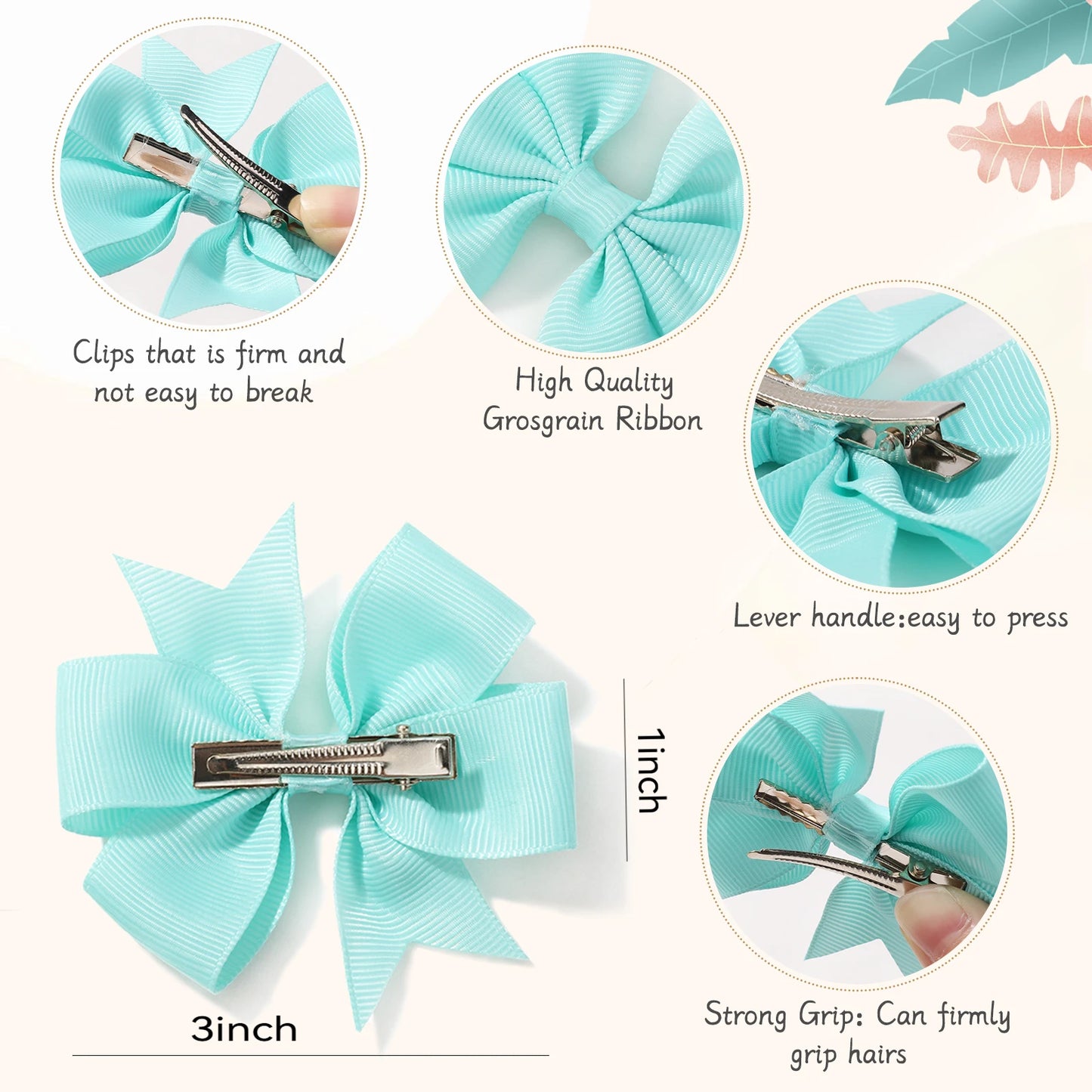 20/40PCS Sweet Candy Color Bow Hair Clip Set – Cute Ribbon Hairpins for Baby Girls & Kids Hair Accessories Gift