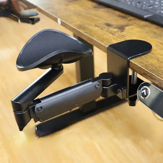 Metal Ergonomic Arm Rest Wrist Support - Adjustable Mouse Pad Armrest Bracket for Computer, Home Office, and Console