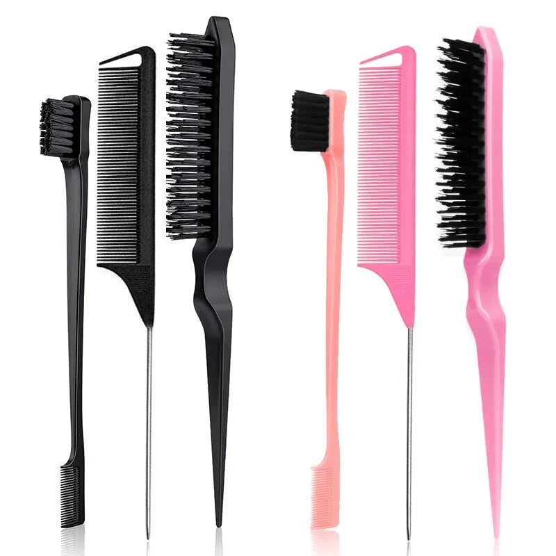 Hair Styling Comb Set - Double-Headed Brush with Special Pointy Tail for Updos, Barber Makeup, Children's Hair - Salon Tools