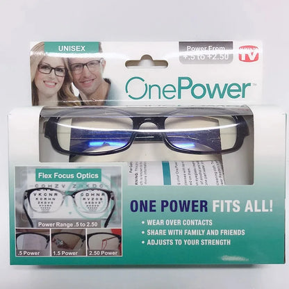 Adjustable Multifocal Reading Glasses – Auto Adjusting One-Power Optic Readers, Diopter Range 0.5 to 2.75