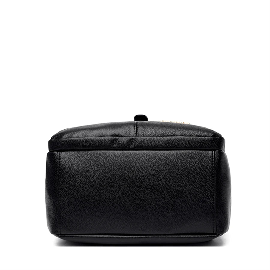 Luxury Leather Backpack for Women - Vintage Black Daypack, Casual School Bag for Girls, Mochila Rucksack Style
