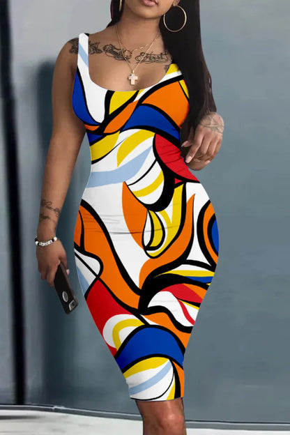 Women’s World Map Mini Dress – Harajuku Sleeveless Sundress with Geometric 3D Print, Sexy Fun Vestido Summer Clothing