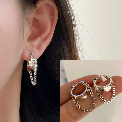 PANJBJ925 Sterling Silver Hoop Earrings - Frosted Geometric Design Fashion Jewelry Gift for Women