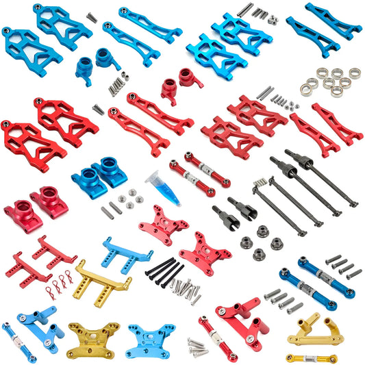 Upgraded Metal Suspension & Aluminum Parts Kit – Front & Rear Wheel Hubs, Bearings & Steering Rod for SCY16101/16102Pro/16104/SG116/Q130 RC Cars