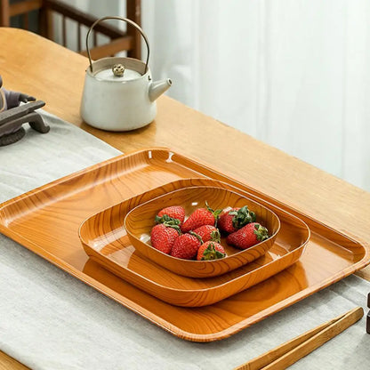 10PCS Plastic Snack Bowls - Multifunctional Wood Grain Fruit & Food Serving Dishes