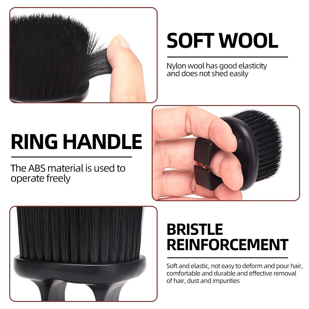 Ring Neck Hair Duster Brush - Soft Barber Hair Cutting Cleaning Brush for Removing Loose Hair & Salon Use