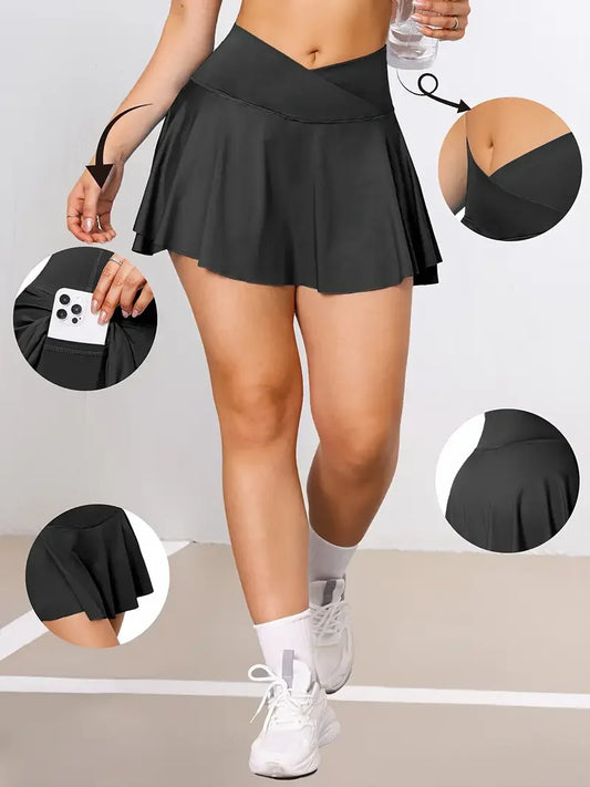 Women’s High Waist Tennis Skirt with Pockets – 2-in-1 Athletic Golf Skorts for Running, Workout & Streetwear