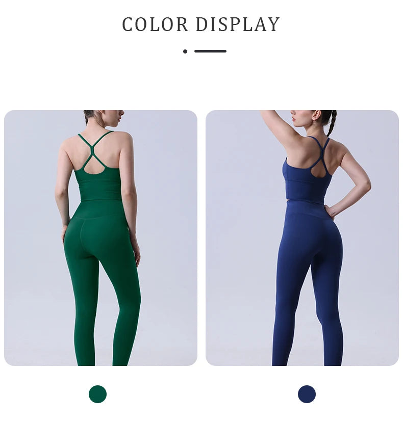 2-Piece Women’s Yoga Tracksuit – Athletic Pilates Fitness Set with Push-Up Sports Bra & Leggings for Gym Workout