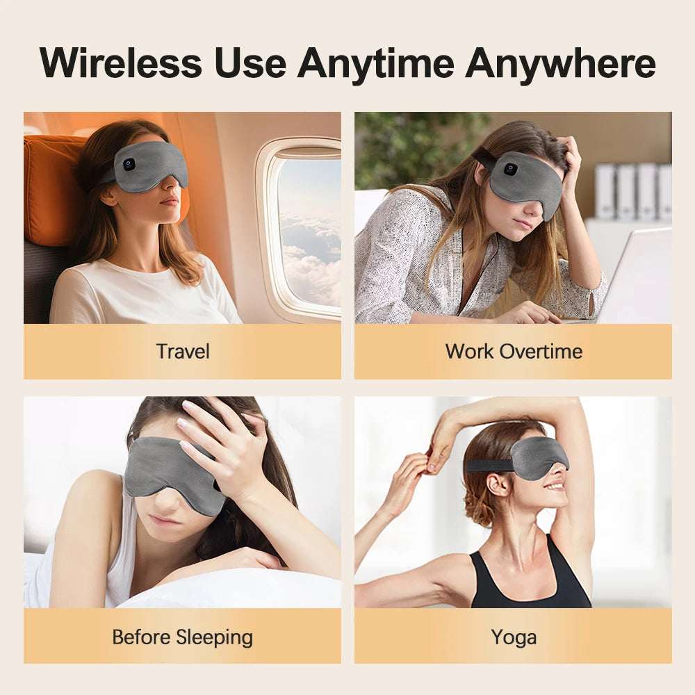 USB Heated Eye Mask with Vibration Massage – Relieve Eye Fatigue, Dry Eyes, and Promote Sleep for Home, Office & Travel