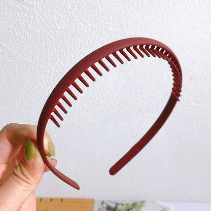 Fashion Solid Color Plastic Hairbands – Toothed Wave Combs, Non-slip Hair Bands for Women & Girls, Face Wash Headbands, Hair Accessories