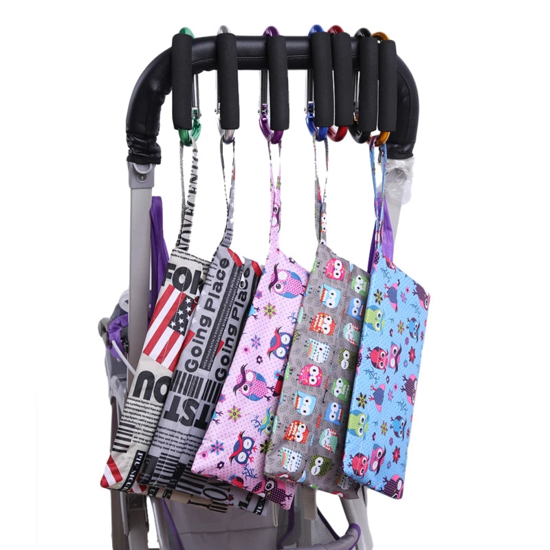 Heavy Duty Stroller Hooks - Foam Handle Carabiner Clips with D-Ring Snap for Bags, Groceries & Organizer Storage