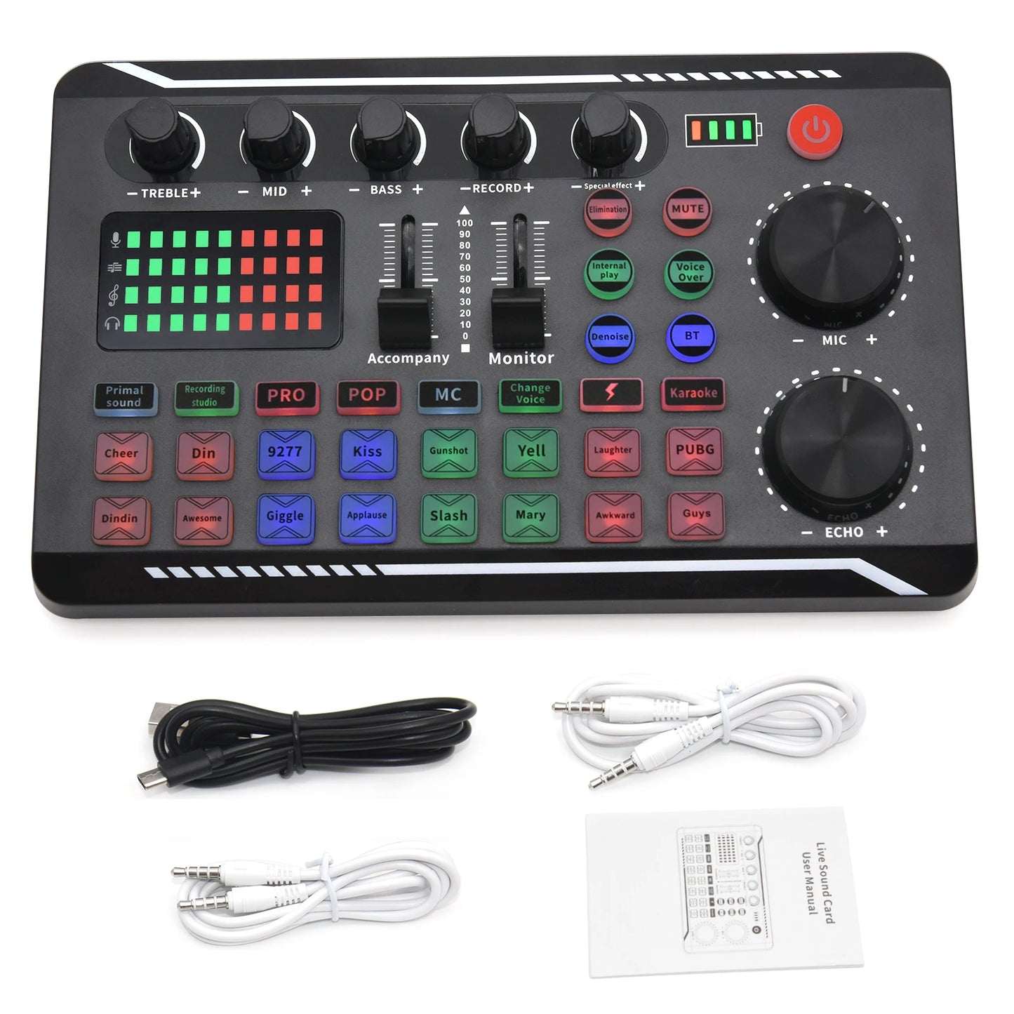 Live Sound Card Audio Interface with DJ Mixer Effects & Voice Changer – Bluetooth Mixer for Live Streaming & Singing