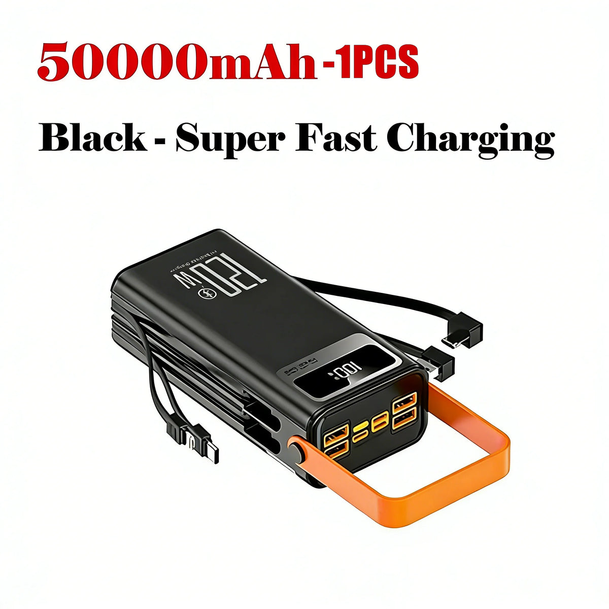 120W 100000mAh Fast Charging Power Bank - Large Capacity Portable Outdoor Power Supply for Camping and Travel