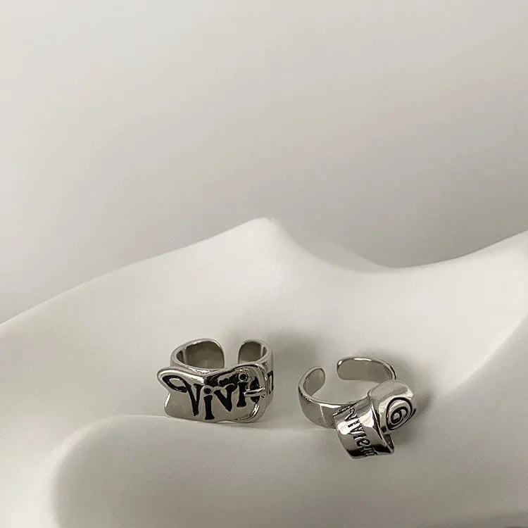 Personalized Girls' Open Ring – Retro Y2K English Letter Jewelry Accessory, 1/2pcs Party Gift