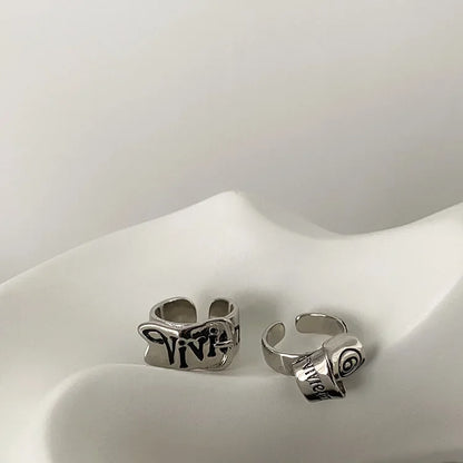 Personalized Girls' Open Ring – Retro Y2K English Letter Jewelry Accessory, 1/2pcs Party Gift