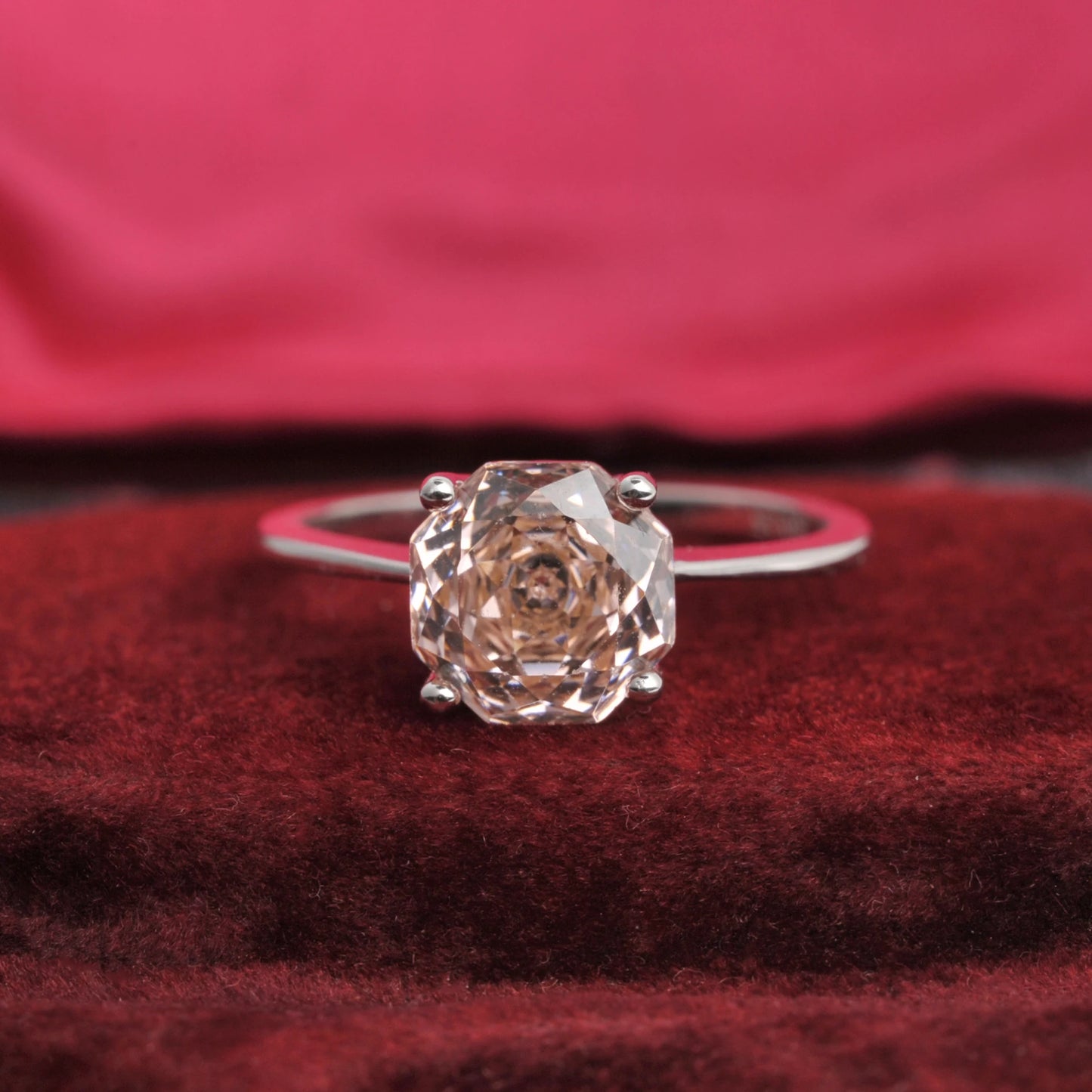 Potiy 2ct Octagon Rose Cut Morganite Pink CZ Solitaire Ring – 925 Sterling Silver Women’s Jewelry Gift with Certificate