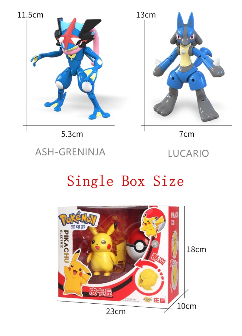Pokemon Action Figures Set – Pikachu, Gengar, Dragonite, Snorlax & Pokeball Toys