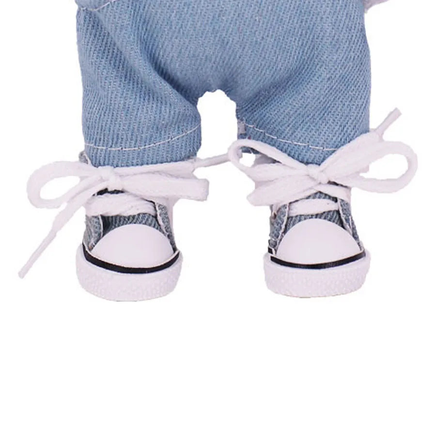 3.8cm Doll Canvas & Leather Shoes for 17cm Labubu Dolls – Cute Doll Clothes Accessories & Gift for Girls