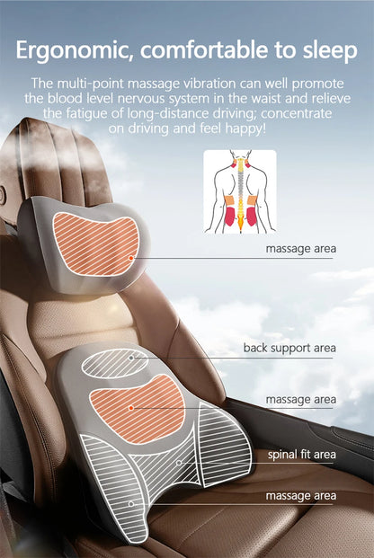 Electric Car Lumbar & Neck Massage Pillow | Single Headrest Vibration Cushion for Seat Support