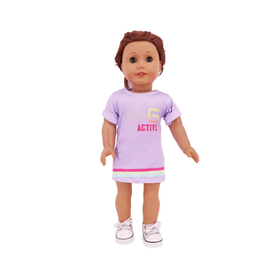 18-Inch Doll Nightdress Outfit — Purple Series Clothes for American & 43CM Baby Dolls, Our Generation Doll Gift