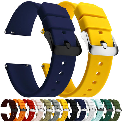Silicone Quick Release Watch Bands 14–24mm for Samsung Galaxy, Garmin & Huawei - Soft Rubber Replacement Watch Straps