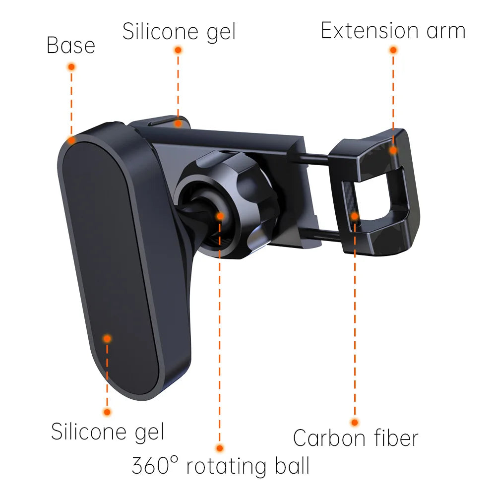 LRBH Magnetic Phone Holder - 360° Adjustable Retractable Clamp for Gym, Kitchen & Work