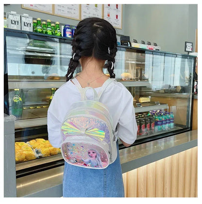 Disney Frozen Elsa & Anna Sequin Backpack - Glitter PU Leather School Bag for Girls, Kawaii Travel Backpack & Christmas Gift
