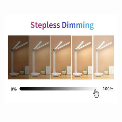 180° Rotatable Foldable LED Clock Desk Light: Eye Protection Reading Night Light, USB Rechargeable/Plug-in Dimmable Desk Light