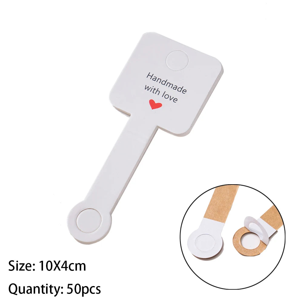 50PCS Self-Adhesive Display Card — 4x10cm Price Tags for Bracelets, Keychains & Jewelry Packaging, Small Business Labels