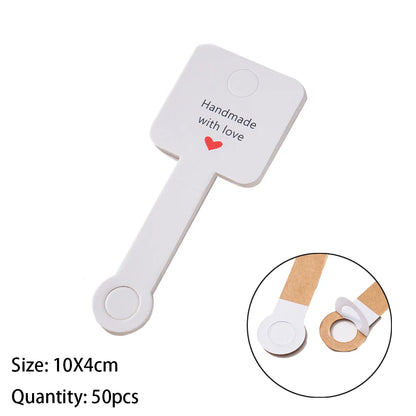 50PCS Self-Adhesive Display Card — 4x10cm Price Tags for Bracelets, Keychains & Jewelry Packaging, Small Business Labels