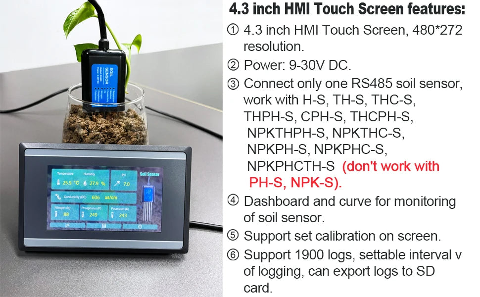 Soil Moisture, Temperature, Humidity, EC, pH & NPK Sensor - 4-20mA, 0-5V, RS485 Modbus for Accurate Soil Measurement