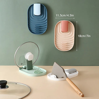 Multifunction Ladle Spoon Rest & Utensil Organizer - Kitchen Storage Shelf with Pot Lid Storage Pad - Plastic Spatula Holder Racks