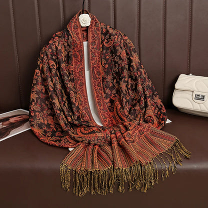 Luxury Autumn Cashmere Pashmina Shawl – Warm Winter Scarves for Women, Printed Cotton Foulard Stole Scarf 2023
