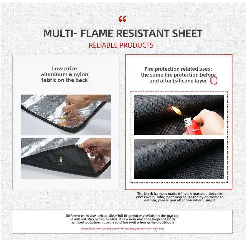 Outdoor Camping Fireproof Mat – Flame Retardant Picnic, Barbecue & Insulation Blanket, High-Temperature Fiberglass Mat