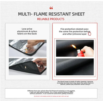 Outdoor Camping Fireproof Mat – Flame Retardant Picnic, Barbecue & Insulation Blanket, High-Temperature Fiberglass Mat