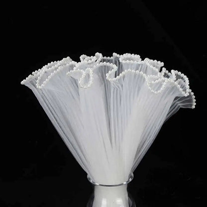 Pearl Edge Bouquet Wrapping Paper - Decorative Mesh Flower Wrap for Valentine’s Day Gifts, Floral Arrangements & Handmade Bouquets