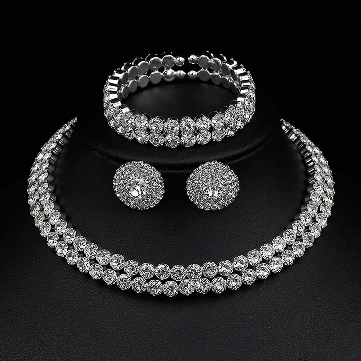 Women's Minimalist Jewelry Set - 4-Piece Necklace, Earrings & Bracelet Party Accessory Collection