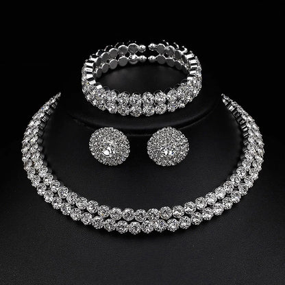 Women's Minimalist Jewelry Set - 4-Piece Necklace, Earrings & Bracelet Party Accessory Collection