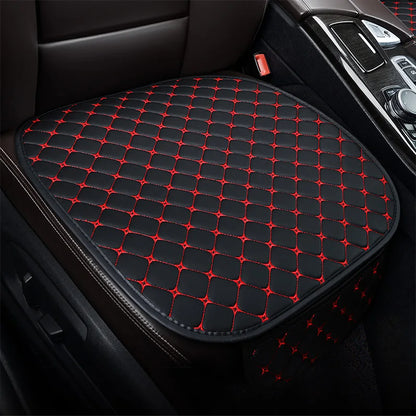 PU Leather Car Seat Cushion - Breathable Embroidered Square Seat Cover for All Seasons