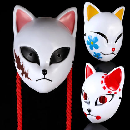 Anime Demon Cosplay Mask — Kimetsu No Yaiba Sabito & Makomo ABS Plastic, Deluxe Halloween Party Costume Props