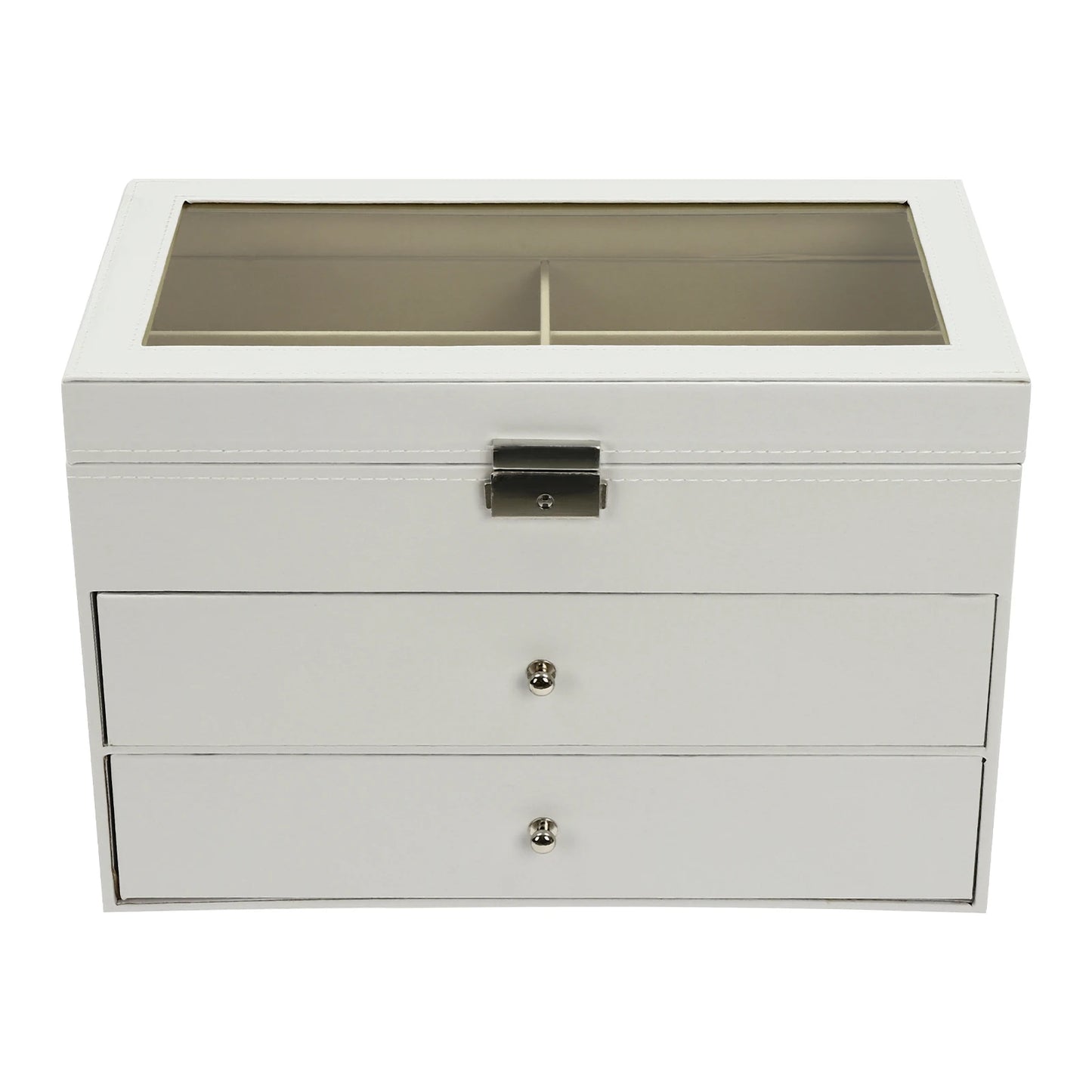 18-Slot Sunglasses Organizer & Display Case – White Glasses Storage Box with Drawer