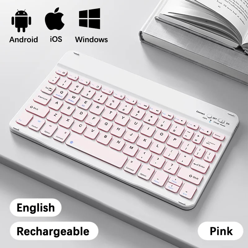 Wireless Bluetooth Keyboard - Ultra-Thin 78-Key Rechargeable Portable Keyboard for iPad, Android & iOS Tablets
