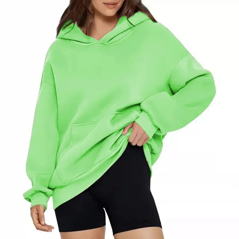 Oversized Hoodie Sweatshirt — Unisex Loose Fit, Drop Shoulder, Cuffed Sleeve Winter Casual Sportswear