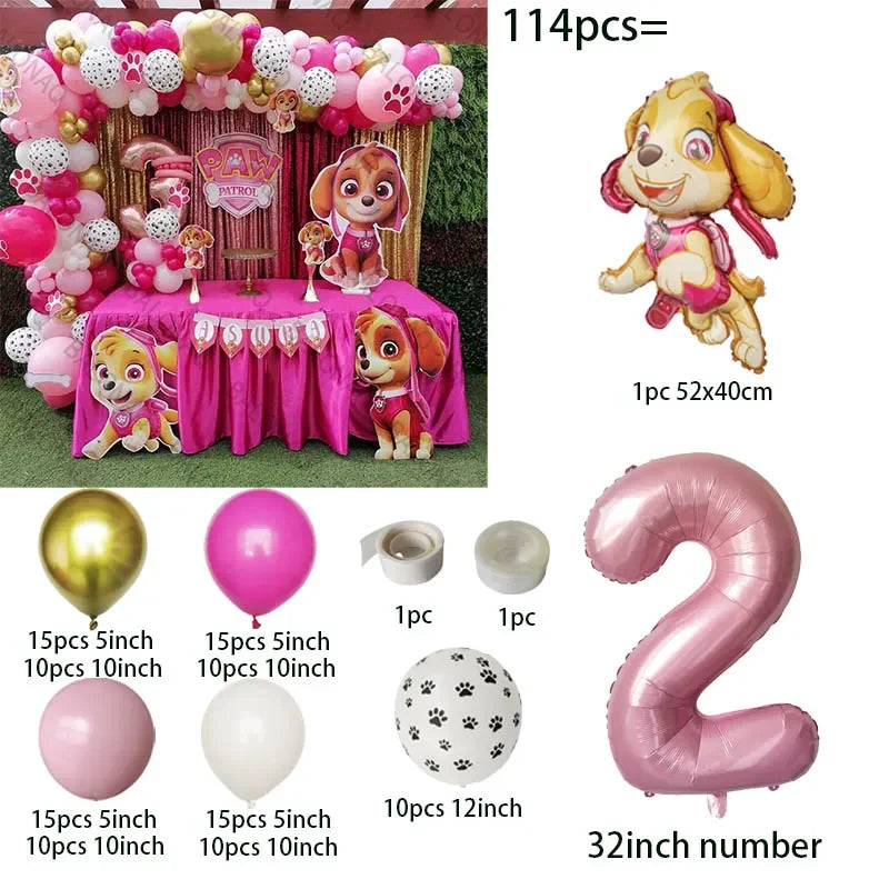 Pink Paw Patrol Party Supplies for Girls – Skye Balloons, Cups, Plates & Tablecloth for Birthday & Baby Shower