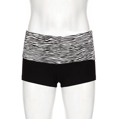 Y2K Zebra Print Mini Shorts - Low Waist Stretch Harajuku Casual Summer Bottoms