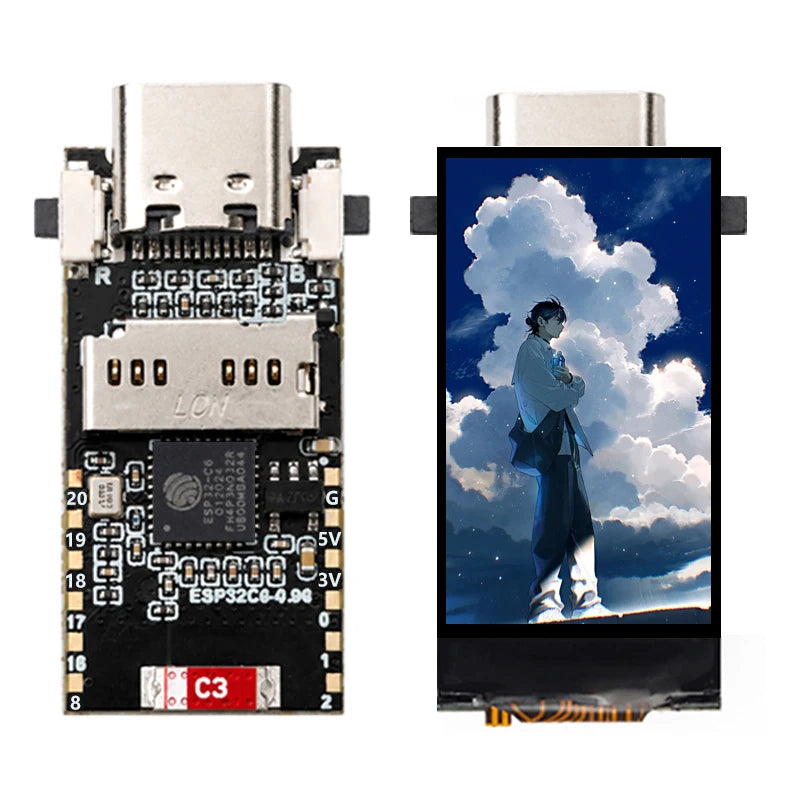 ESP32-C6 LCD Development Board - 0.96" ST7789 Display 160x80 Mini Screen with SD Port for Arduino & LVGL