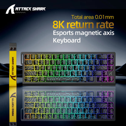 X68HE Attack Shark Magnetic Mechanical Gaming Keyboard – Wired Pro Gaming with 0.01mm Rapid Trigger, 8000Hz, SOCD/Rs 0.125ms
