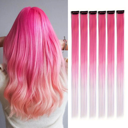 22-Inch Colored Clip-In Hair Extensions – 6pcs Straight Synthetic Party Highlight Hairpieces